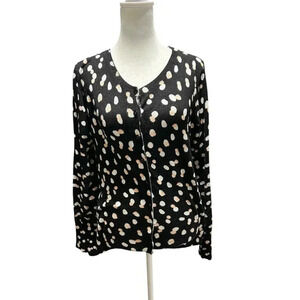 Philosophy Cardigan Sweater Polka Dot Button Up Career Casual Office Size Large‎